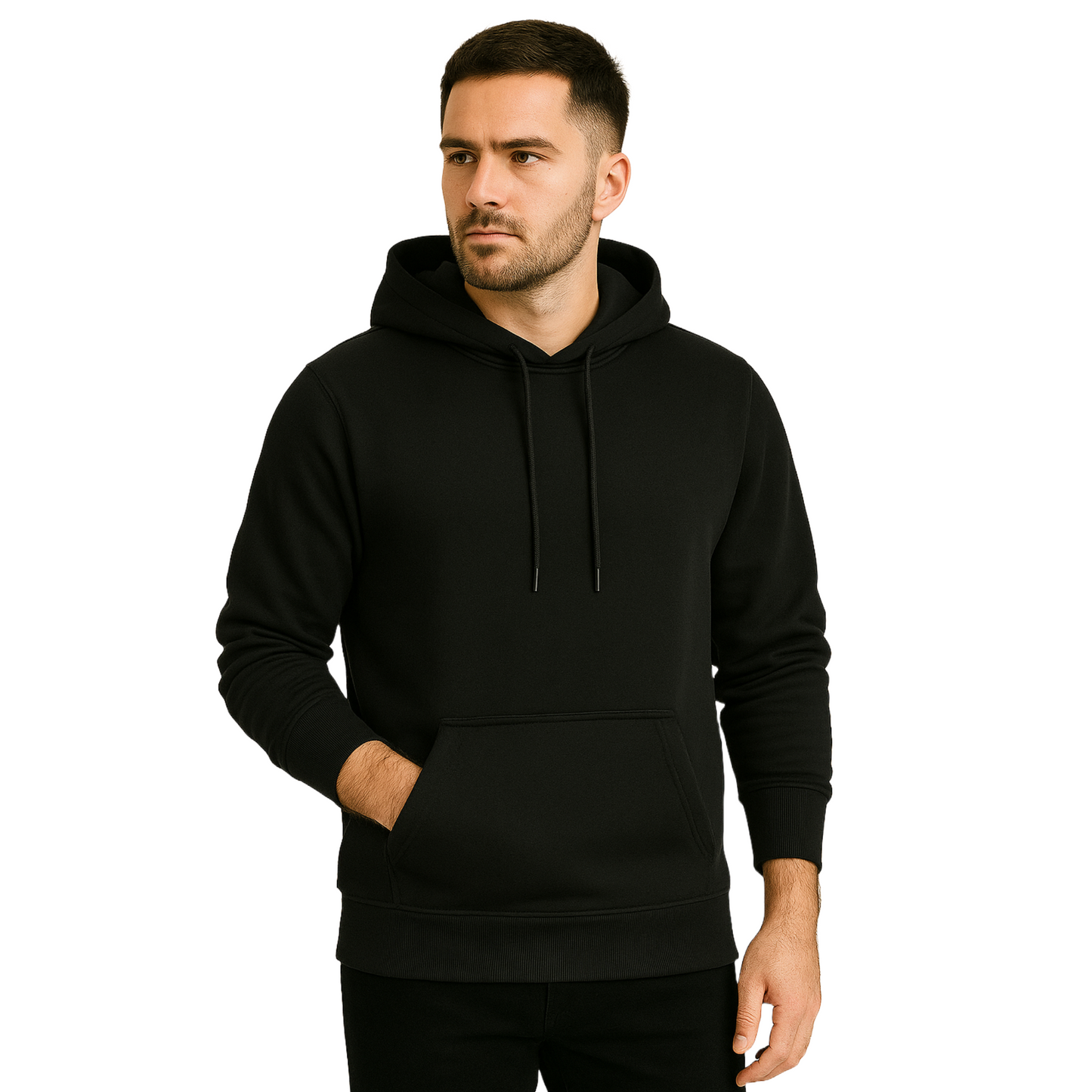 Unisex Fleece Hoodie – Black | Winter Warm Cotton Pullover for Men & Women
