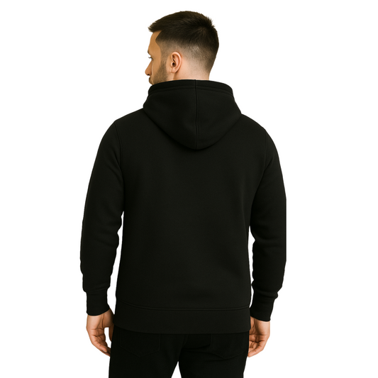 Unisex Fleece Hoodie – Black | Winter Warm Cotton Pullover for Men & Women
